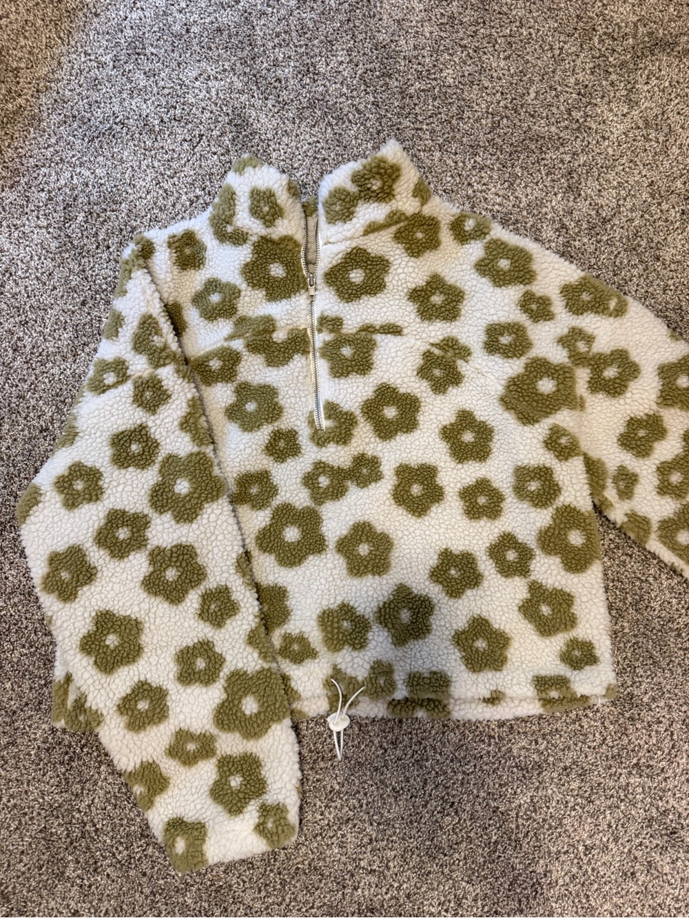 HYFVE Olive Floral Sherpa Half-Zip Pullover